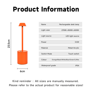 USB có thể sạc lại <span class=keywords><strong>LED</strong></span> bảng ánh sáng hiện đại đèn cảm ứng cho trong nhà & Ngoài trời Cone Shade phòng ngủ nhà không dây nhà hàng quán bar - Product Image 3
