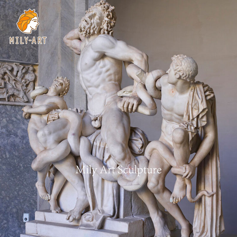 Ornamen Seni Yunani Patung Laocoon Marmer Putih Laocoon dan Patung Cucu Dirinya