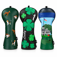 Ensemble de housses de golf personnalisées avec logo de Noël, en cuir PU imperméable, pour driver, fairway wood et hybride, cadeau de golf personnalisé