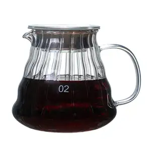 بالجملة القهوة كأس مجموعة الخادم-مقاومة للحرارة واضح زجاج بوروسيليليك مرتفع مجموعة خادم القهوة صب أكثر من الأواني غلاية