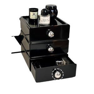 Organisateur de cosmétiques en acrylique noir à 3 niveaux avec tiroirs pour rangement de bureau - Product Image 2