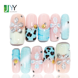 <span class=keywords><strong>Uñas</strong></span> Acrílicas Cuadradas Largas con Diseño Estético Personalizado, <span class=keywords><strong>Pintadas</strong></span> a Mano, con Flores Tropicales en 3D, con Logotipo - Product Image 3