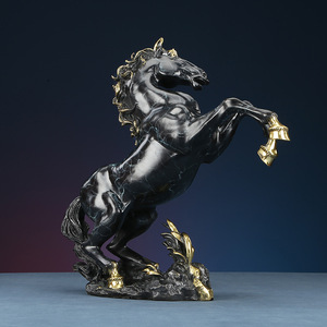 Adorno de Caballo Saltando en Bronce Coloreado, Decoración para el Hogar u Oficina, Estilo Tradicional, Artesanía de Escritorio, Regalo para Felicitaciones - Product Image 1