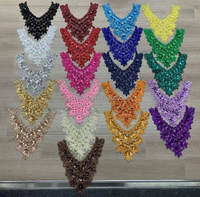 Col en dentelle feutrée brodé personnalisé 3D avec perles et sequins pour robe de mariée, garniture de col, applique de mode à coudre, patch brodé