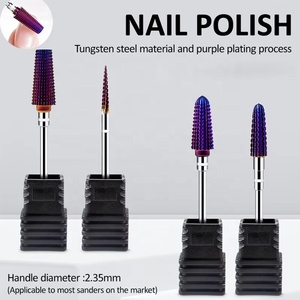 Purple Tungsten Steel Plated <b>Nail</b> Polish Head Pre-treatment Grinding Manicure Drill File Remove <b>Nail</b> Gel Cuticle Clean Tool - Product Image 2