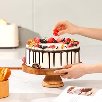 Großhandel Holz drehbare Hochzeits torte Display Stand rotierende Geburtstags feier Kuchen dekorieren Plattenspieler