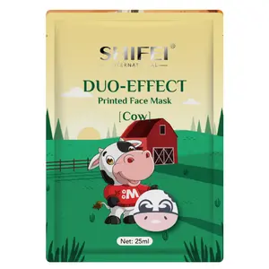 Shifei máscara facial de caráter, personagem de desenho animado de fábrica, etiqueta privada, máscara de ácido hialurônico com vitamina c e colágeno