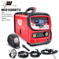 VECTOR Machine à souder portable sans gaz, flux continu MIG TIG MMA, soudeuse AC 230V avec casque de soudage pour acier inoxydable MIG160