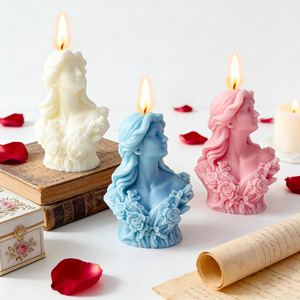 Bougie parfumée buste de déesse vintage, sculpture florale, statue, bougie artistique, décoration de table, cadeau - Product Image 1