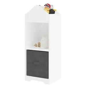 Children Room Toys Book Organizer Furniture Wooden Bookshelf Kids Storage Cabinet With Fabric Bin