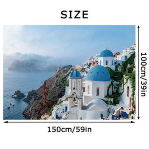 Décor d'île de Santorin en Grèce, maisons blanches, <span class=keywords><strong>mer</strong></span> <span class=keywords><strong>Égée</strong></span>, pour anniversaire, mariage, photographie, décorations, accessoires photo - Product Image 1