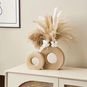 Nodic Modern Ceramics Donuts <strong>Vase</strong> Sets Pampas Grass Pot Natural Dried <strong>Flowers</strong> Wedding Home Decor Bouquet Frosted Tabletop <strong>Vase</strong> - Product Image 1