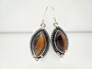 Pendientes Hechos a Mano de Plata de Ley 925 con Ojo de Tigre Natural Genuino, Joyería Étnica Bohemia para Mujer, Proveedor Mayorista al por Mayor - Product Image 4