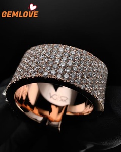 GEMLOVE Men's Rose Gold Plated Ring With Baguette Cut Diamonds Pave Setting Hiphop Style Number Pattern - Product Image 5