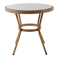 Table de salle à manger ronde en aluminium de rotin de jardin de meubles de café en osier de patio extérieur moderne