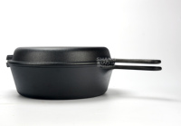 Batterie de cuisine de camping multi-usage casserole en fonte double four hollandais combiné cuisinière avec couvercle de poêle