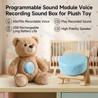 Jouet en peluche personnalisable OEM, enregistreur vocal rond rechargeable, boîte à son enregistrable, enregistreurs sonores, animaux en peluche, haut-parleur