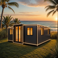 Casa Modular Expandible ZhuDuo con Tiras de Luz LED Integradas, Diseño Moderno, Modelo ECH-WB-004, para Villa Vacacional en Isla Tropical