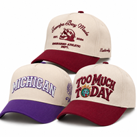 Casquette de baseball personnalisée brodée en 3D, ajustable, en gros, unie, structurée, à profil haut, style A-Frame, casquette snapback, casquette trucker bicolore