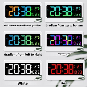 <span class=keywords><strong>Horloge</strong></span> <span class=keywords><strong>murale</strong></span> multifonctionnelle 16 pouces, best-seller transfrontalier, avec affichage RGB changeant de couleur, thermomètre, phases de lune et alarme - Product Image 2