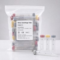 Tube de centrifugation stérile de 15 ml, couleurs mélangées : rose 8, citron 8, gris bleu 8, gris 1, sans sélection de couleur, emballé en sachet, tubes de laboratoire jetables