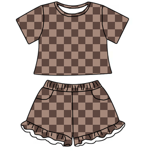 <span class=keywords><strong>Abbigliamento</strong></span> Boutique per Ragazze 2026 Nuova Adorabile Camicia Corta con Collo Tondo Abbinata a Pantaloncini con Volant Set Estivo Due Pezzi per Ragazze - Product Image 6