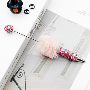 Wholesale Bling Full Cover Black Ink Ballpoint DIY Pens Top Pink Glitter <strong>Beaded</strong> <strong>Plastic</strong> Beadable Pens for Jewelry Acrylic Making - Product Image 6