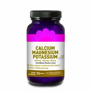 Vegane Tabletten Ergänzung Calcium Magnesium Kalium Tabletten für Knochen Immunsystem Herz Herz-Kreislauf-Gesundheit Handelsmarke