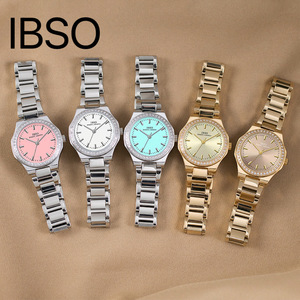 Montre pour femme <span class=keywords><strong>IBSO</strong></span> 619L de haute qualité Nouveau design Montre pour femme à bracelet en acier avec une valeur esthétique élevée Petit cadran clouté de diamants - Product Image 3