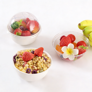 Gobelet à sauce ou yaourt en bagasse compostable et écologique de 240 ml, compatible micro-ondes, <span class=keywords><strong>sans</strong></span> BPA, recyclable, avec couvercle - Product Image 1