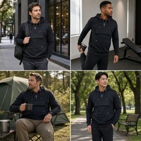 Sweat à capuche personnalisé avec fermeture éclair quart de tour, poche cargo brodée, bleu marine, style Techwear, pull 100 % coton, hiver, numérique, unisexe