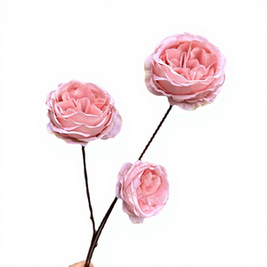 Flor de Rosa <span class=keywords><strong>Austin</strong></span> Artificial de Seda de Alta Calidad, Estilo Natural, 3 Cabezas, Técnica de Recolección de Flores, 130*15*20cm, para Decoración del Hogar y Bodas - Product Image 4