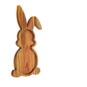 Bandeja de Conejito de Pascua de Madera de Acacia, Plato para Servir Frutas y Bocadillos con Forma de Conejo, Decoración de Mesa para Fiestas de Pascua - Product Image 5