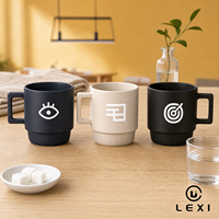 Tasse à café en céramique et porcelaine, mate, brillante ou émaillée, empilable, 301-400 ml, compatible micro-ondes et lave-vaisselle, avec logo personnalisé en décalcomanie couleur