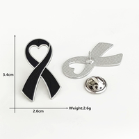 Badge d'événement en alliage métallique noir avec ruban pour les occasions de commémoration