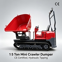 Mini-dumper sur chenilles 1,5 tonne à vendre, camion benne hydraulique à basculement, certifié CE EPA, idéal pour les chantiers de construction étroits