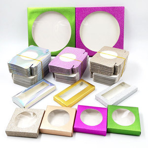 Caja de embalaje de tarjeta de pestañas de cartón corrugado de siete pares al por mayor, bandeja de cajas de pestañas postizas vacías de Color sólido para cosméticos - Product Image 1