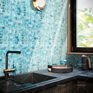 Tessere di mosaico di vetro ad alta trasparenza per piscina con piastrelle di cristallo dipinto a mano verde oceano - Product Image 5