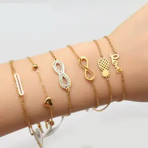 Gioielli di moda bracciali con ciondoli di varietà minimalista braccialetto personalizzato da donna bracciale con diamanti per coppie in acciaio inossidabile