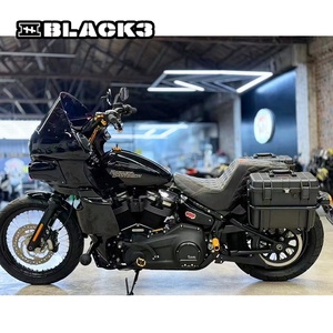 Sacoches rigides noires Black3 pour motos HD FL/FX <span class=keywords><strong>Softail</strong></span>, sac à dos arrière étanche de style DS Club en nylon - Product Image 2