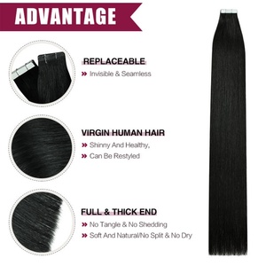 Vente directe usine : Extensions de cheveux Remy double tirage, naturels, vierges, ultra-lisses, à bandes adhésives - Product Image 2