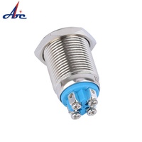 A1 Interrupteur marche-arrêt autobloquant à 4 bornes à vis Anneau momentané Lampe Led 16mm Bouton poussoir Interverrouillage