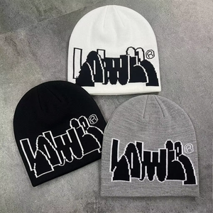 <span class=keywords><strong>Bonnet</strong></span> tricoté jacquard personnalisé automne-hiver, style Hip Hop Y2K, chaud, avec motif lettres, pour l'extérieur - Product Image 1