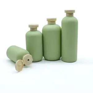 hot sale green plastic cosmetic bottle 200ml 260ml 300ml 400ml 500ml for lotion shampoo body cream hand soap