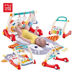 HW nouveau thème hibou 4 en 1 bébé pédale piano enfant en bas âge jeu activités tapis de fitness jouets pour bébés jouer tapis de gymnastique bébés poussette ensembles