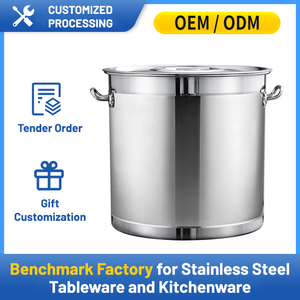 Fornitura Diretta dalla Fabbrica Supporta OEM/ODM Secchio per Zuppa in Acciaio Inox 201/304 Grande Capacità con Doppi Manici e Coperchio - Product Image 2