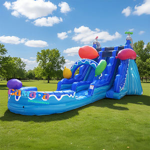 Toboggan aquatique gonflable double piste avec piscine amovible, idéal pour l'été – Nouveauté en promotion ! - Product Image 2