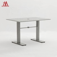 Mobilier d'extérieur moderne, ensemble de Patio, jardin, Conversation, salle à manger, bistrot, chaise et Table empilables en aluminium avec trou pour parapluie