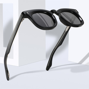 Lunettes de soleil ovales unisexes TR, monture noire, verres polarisés TAC, protection UV400, branches en acétate, protection solaire, mode, voyage - Product Image 3
