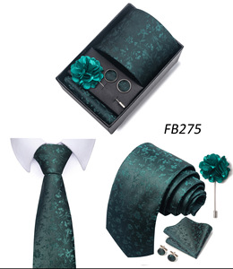 Juego de <span class=keywords><strong>corbata</strong></span> Jacquard formal con logotipo personalizado para hombre, broche de pañuelo, gemelos, estilo de negocios, juego de <span class=keywords><strong>corbata</strong></span> de poliéster con caja de regalo - Product Image 2